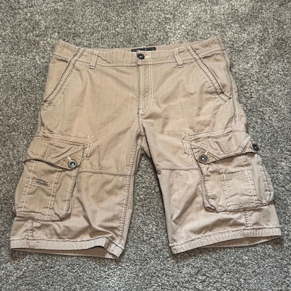 SLVG Salvage Supply Company Cargo Shorts Tan Men’s Size 34 Y2K Baggy - Picture 1 of 7